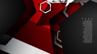 Vektör altıgen örtüşmeleri ve arka plan için kırmızı renk, metin için alan