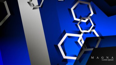 Vektör altıgen örtüşmeleri ve arka plan için mavi renk, metin için alan