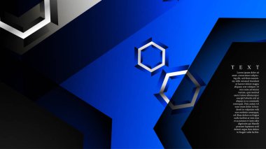 Vektör altıgen örtüşmeleri ve arka plan için mavi renk, metin için alan