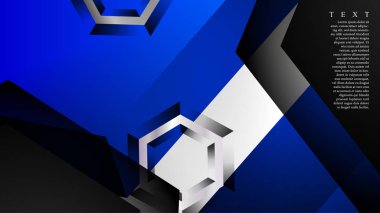 Vektör altıgen örtüşmeleri ve arka plan için mavi renk, metin için alan