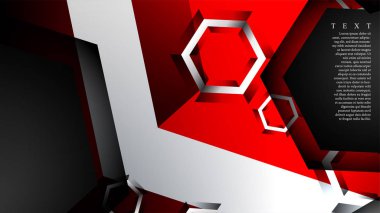 Vektör altıgen örtüşmeleri ve arka plan için kırmızı renk, metin için alan