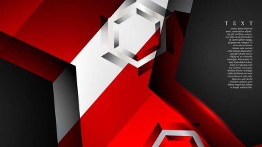 Vektör altıgen örtüşmeleri ve arka plan için kırmızı renk, metin için alan