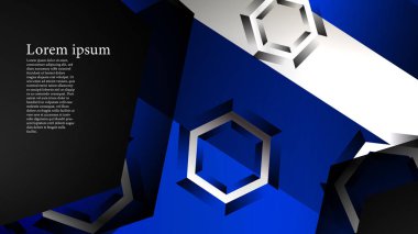 Vektör altıgen örtüşmeleri ve arka plan için mavi renk, metin için alan