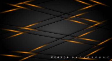 Altın ışık çizgi gölge koyu gri lüks arka plan