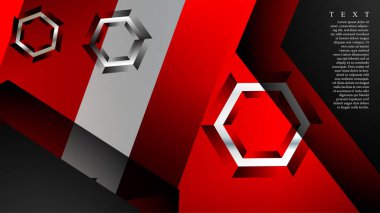 Vektör altıgen örtüşmeleri ve arka plan için kırmızı renk, metin için alan