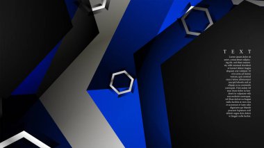 Vektör altıgen örtüşmeleri ve arka plan için mavi renk, metin için alan