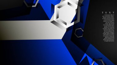 Vektör altıgen örtüşmeleri ve arka plan için mavi renk, metin için alan