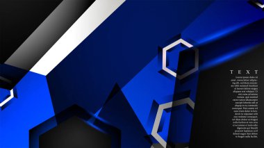 Vektör altıgen örtüşmeleri ve arka plan için mavi renk, metin için alan