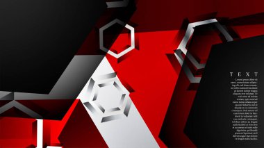 Vektör altıgen örtüşmeleri ve arka plan için kırmızı renk, metin için alan