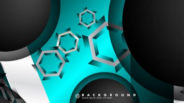 Vektör daire çakışmaları ve arka plan için mavi renk, metin için alan