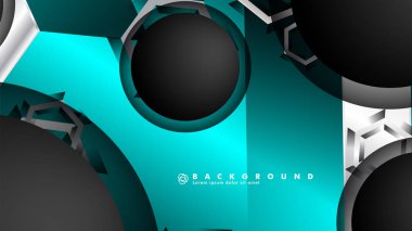 Vektör daire çakışmaları ve arka plan için mavi renk, metin için alan