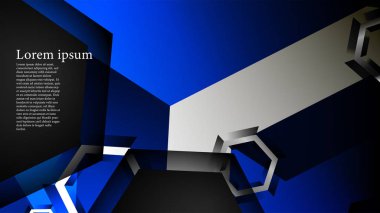 Vektör altıgen örtüşmeleri ve arka plan için mavi renk, metin için alan