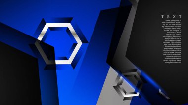 Vektör altıgen örtüşmeleri ve arka plan için mavi renk, metin için alan