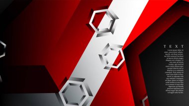 Vektör altıgen örtüşmeleri ve arka plan için kırmızı renk, metin için alan