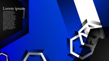 Vektör altıgen örtüşmeleri ve arka plan için mavi renk, metin için alan