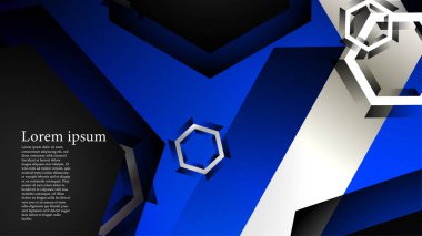 Vektör altıgen örtüşmeleri ve arka plan için mavi renk, metin için alan