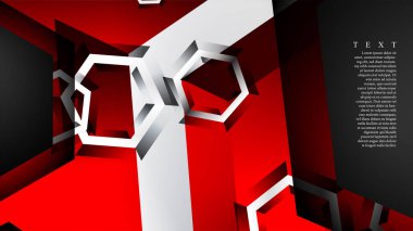 Vektör altıgen örtüşmeleri ve arka plan için kırmızı renk, metin için alan