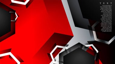 Vektör altıgen örtüşmeleri ve arka plan için kırmızı renk, metin için alan