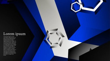 Vektör altıgen örtüşmeleri ve arka plan için mavi renk, metin için alan