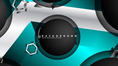 Vektör daire çakışmaları ve arka plan için mavi renk, metin için alan