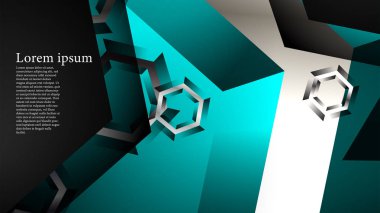 Vektör altıgen örtüşmeleri ve arka plan için açık mavi renk, metin için alan