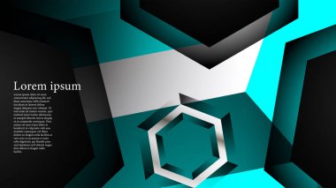 Vektör altıgen örtüşmeleri ve arka plan için açık mavi renk, metin için alan