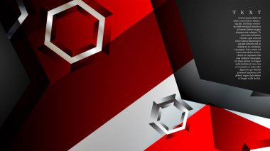 Vektör altıgen örtüşmeleri ve arka plan için kırmızı renk, metin için alan