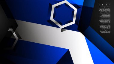 Vektör altıgen örtüşmeleri ve arka plan için mavi renk, metin için alan
