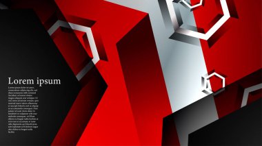 Vektör altıgen örtüşmeleri ve arka plan için kırmızı renk, metin için alan