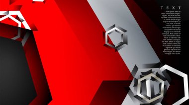 Vektör altıgen örtüşmeleri ve arka plan için kırmızı renk, metin için alan