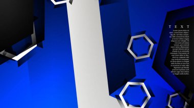 Vektör altıgen örtüşmeleri ve arka plan için mavi renk, metin için alan