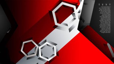 Vektör altıgen örtüşmeleri ve arka plan için kırmızı renk, metin için alan