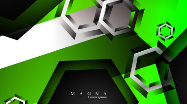 Altıgen çakışan desenli soyut vektör arka planı. Herhangi bir arka plan için vektör çizimi. renk yeşil