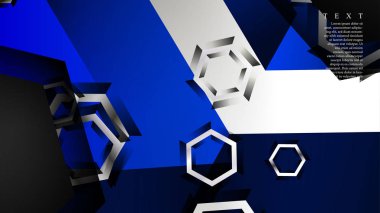 Vektör altıgen örtüşmeleri ve arka plan için mavi renk, metin için alan