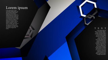 Vektör altıgen örtüşmeleri ve arka plan için mavi renk, metin için alan