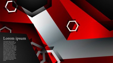 Vektör altıgen örtüşmeleri ve arka plan için kırmızı renk, metin için alan