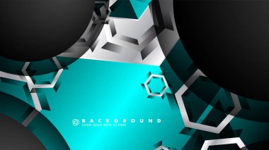 Vektör daire çakışmaları ve arka plan için mavi renk, metin için alan