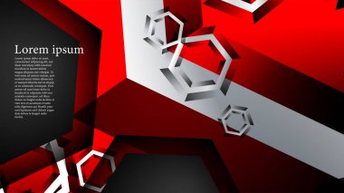 Vektör altıgen örtüşmeleri ve arka plan için kırmızı renk, metin için alan