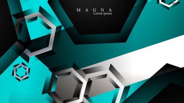 Vektör altıgen örtüşmeleri ve arka plan için açık mavi renk, metin için alan