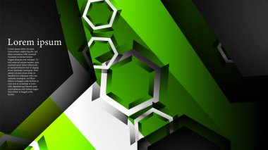 Altıgen çakışan desenli soyut vektör arka planı. Herhangi bir arka plan için vektör çizimi. renk yeşil