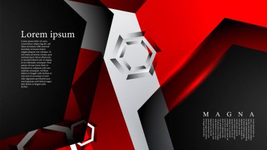 Vektör altıgen örtüşmeleri ve arka plan için kırmızı renk, metin için alan