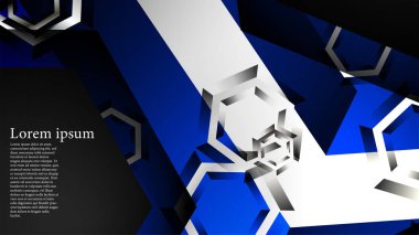 Vektör altıgen örtüşmeleri ve arka plan için mavi renk, metin için alan