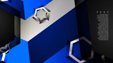 Vektör altıgen örtüşmeleri ve arka plan için mavi renk, metin için alan