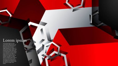 Vektör altıgen örtüşmeleri ve arka plan için kırmızı renk, metin için alan