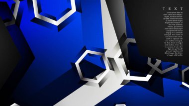 Vektör altıgen örtüşmeleri ve arka plan için mavi renk, metin için alan