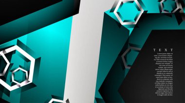 Vektör altıgen örtüşmeleri ve arka plan için açık mavi renk, metin için alan