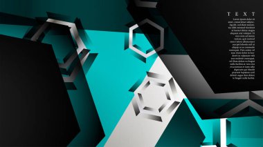 Vektör altıgen örtüşmeleri ve arka plan için açık mavi renk, metin için alan