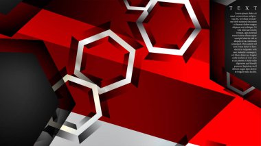 Vektör altıgen örtüşmeleri ve arka plan için kırmızı renk, metin için alan