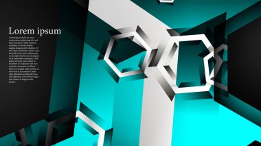 Vektör altıgen örtüşmeleri ve arka plan için açık mavi renk, metin için alan