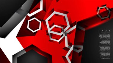 Vektör altıgen örtüşmeleri ve arka plan için kırmızı renk, metin için alan